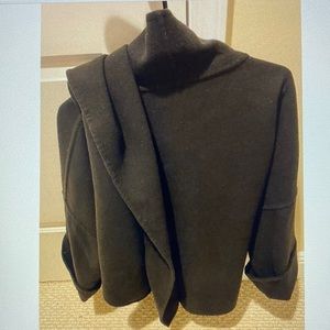 DONNA KARAN Black Label Sweater Cashmere /Wool Turtleneck Cape Size XS